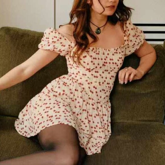 Reformation Dresses & Skirts - Reformation Davonne Mini Dress Sz6 Cherry Pudding Causal Party Summer